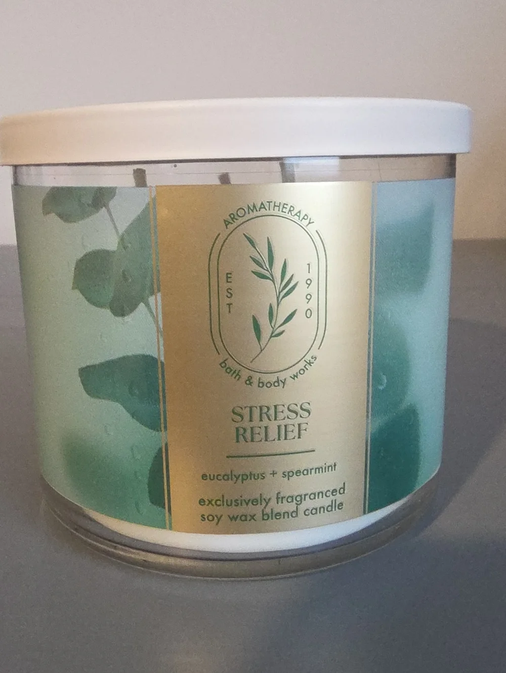 BATH & BODY WORKS NWT Stress Relief Eucalyptus + Spearmint 3-wick Candle